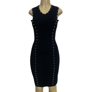 Michael Kors Collection Dress Black Studded Sheath Mini Sleeveless Stretch S